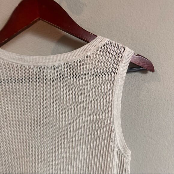 White + Warren | S | tan loose knit high low tunic top ribbed shell top - Picture 5 of 6